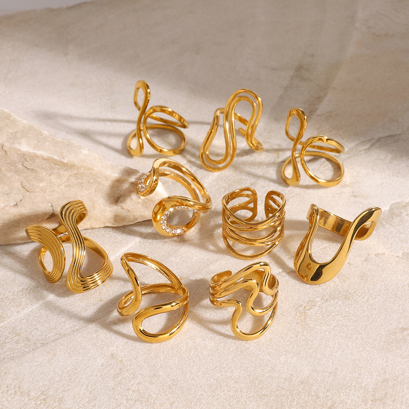 Anillo irregular exagerado de acero inoxidable