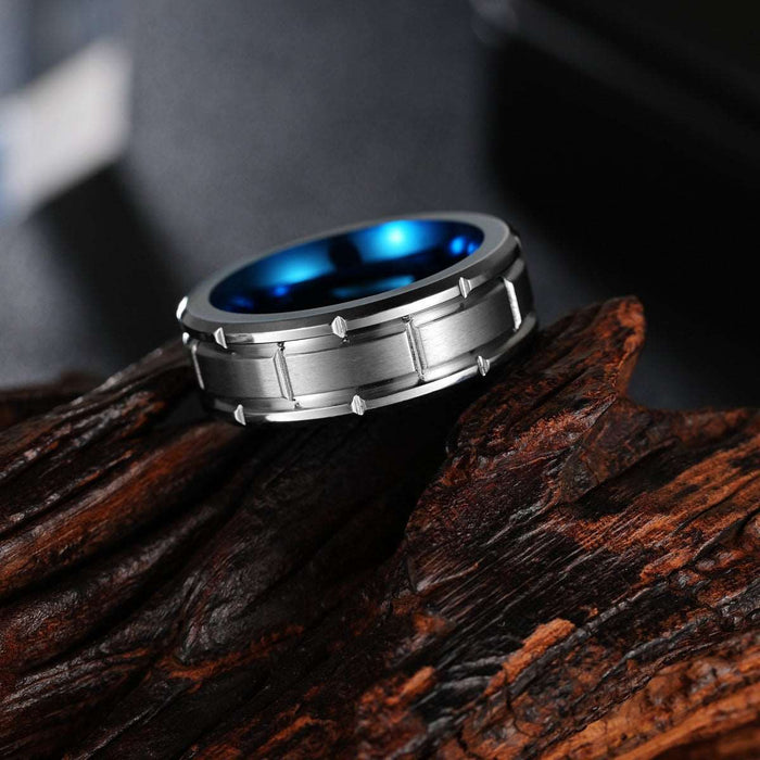 Blue Men's Tungsten Steel Ring