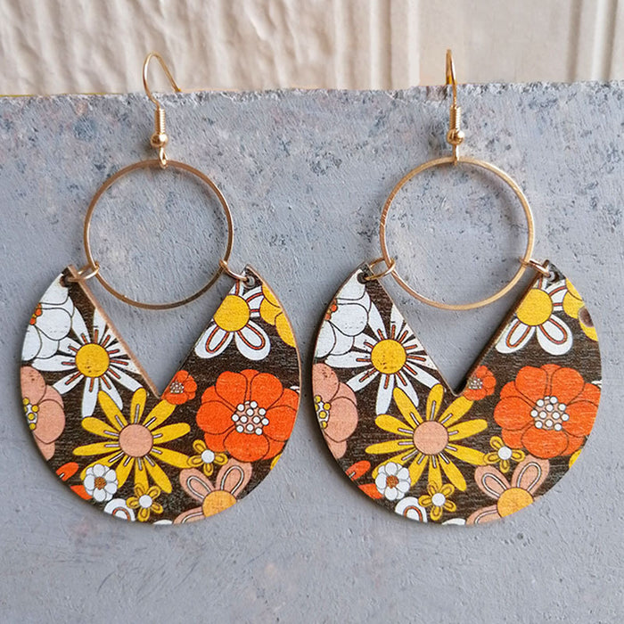 Pendientes sencillos de moda con estampado azul y rayas geométricas bohemias