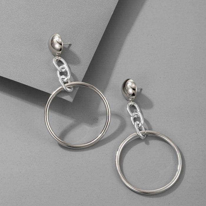 Chain big circle simple temperament earrings