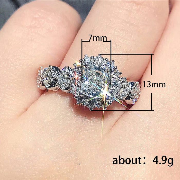 Anillo de diamantes en forma de flor, anillo de compromiso de moda para mujer