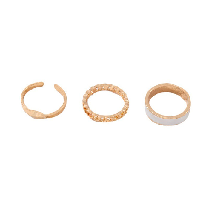 Plain circle oil painting three-piece ring set cold style