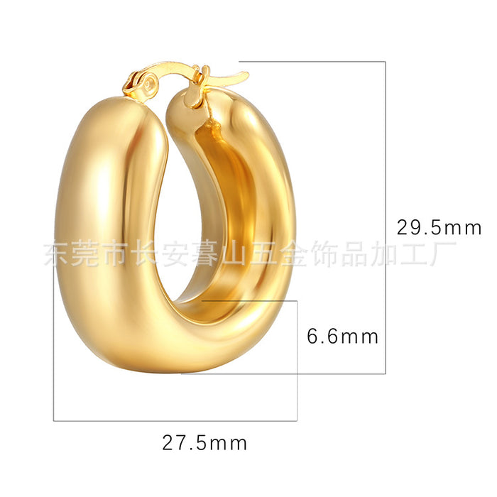 Simple Hollow Earrings, Stainless Steel 18K Gold Women's Ear Hoops Wholesale