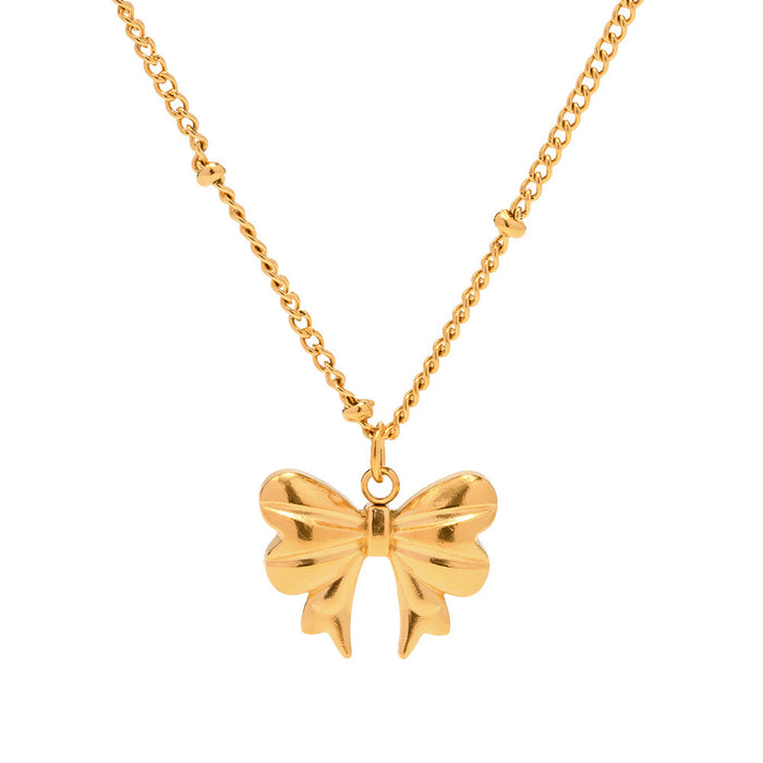 Collar con colgante de mariposa de acero inoxidable bañado en oro de 18 quilates: joyería de moda para mujer