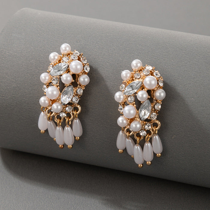 Baroque pearl tassel retro palace earrings