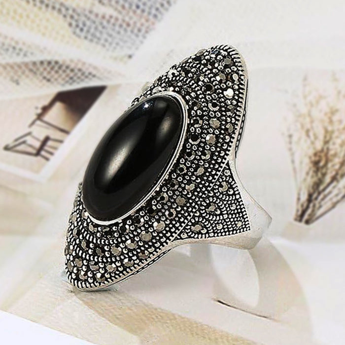 Zircon dark Bohemian retro Baroque ring for women