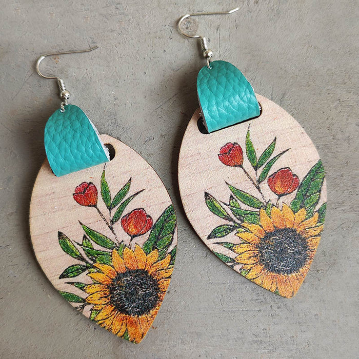 Wooden flower earrings