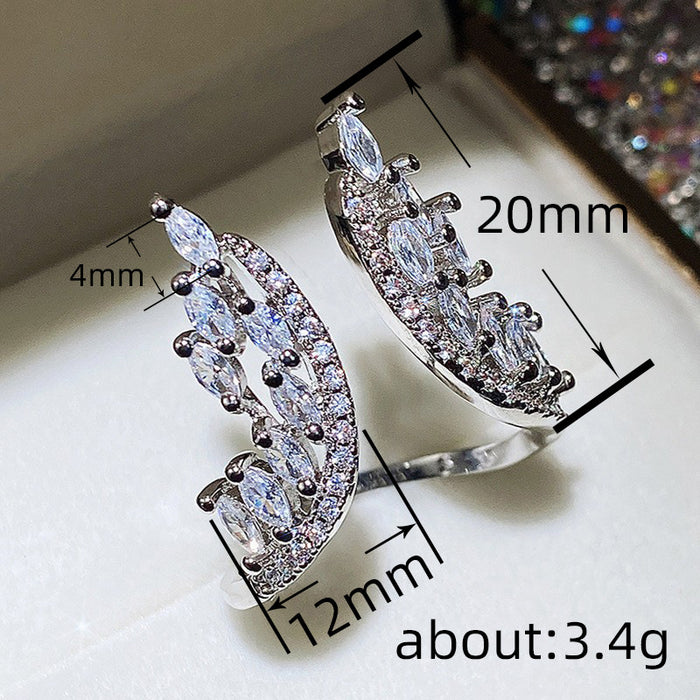 Pendientes ajustables para mujer con alas de ángel y diamantes de talla marquesa