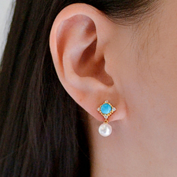 Imitation pearl earrings palace style earrings