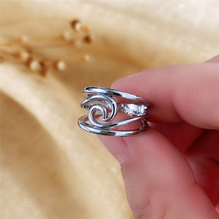 Simple geometric wave ring personality smooth index finger ring