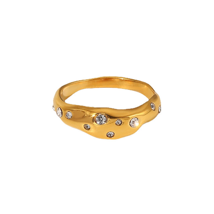 Double Layer 18K Gold Plated Stainless Steel Ring - Modern Style