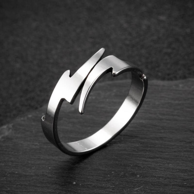 European and American trendy smooth open ring, retro lightning ring wholesale
