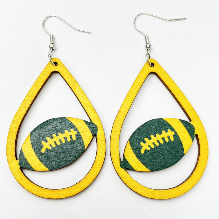 Wooden Rugby Earrings