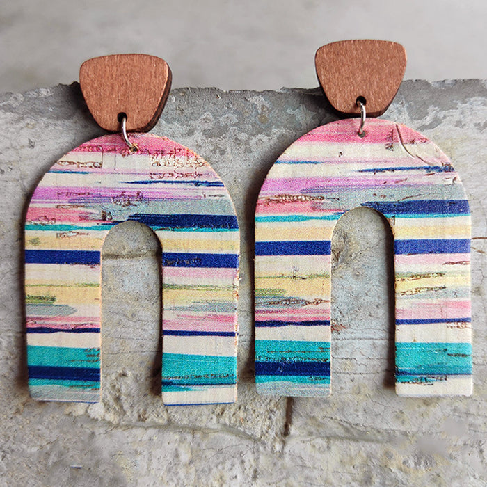 Wooden U-shaped earrings