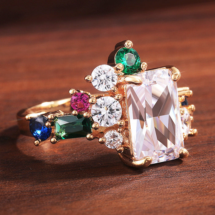 Luxury colorful zircon ring party jewelry