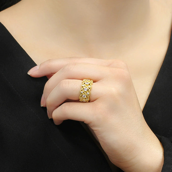 Chinese retro imitation braided ring hollow design Italian ring