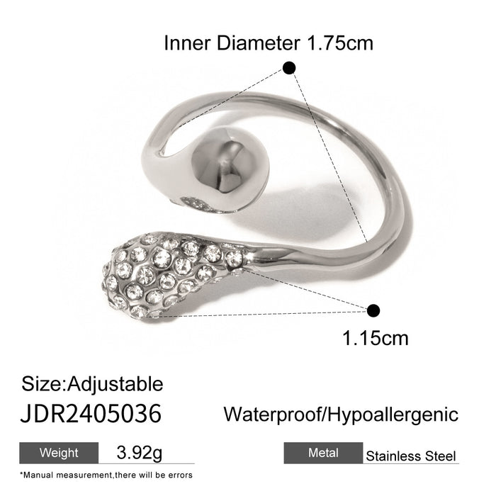 Stainless steel zircon open ring