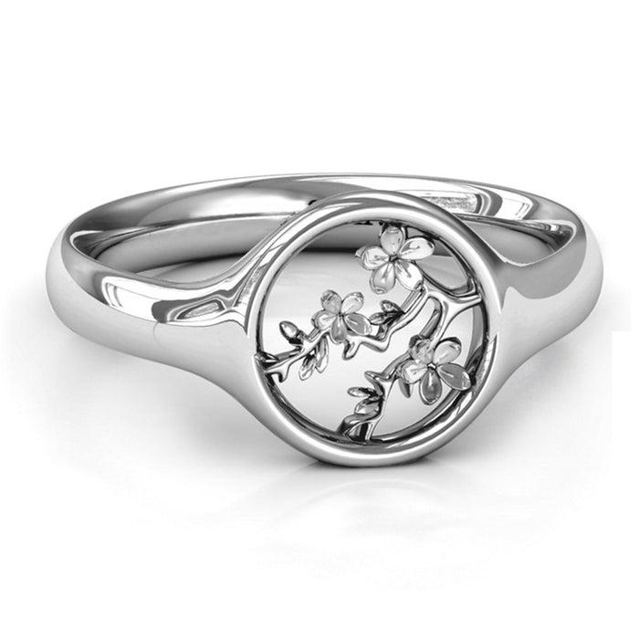 Anillo de flores de cristal de alta calidad para mujer, lleno de diamantes, elegante y simple.