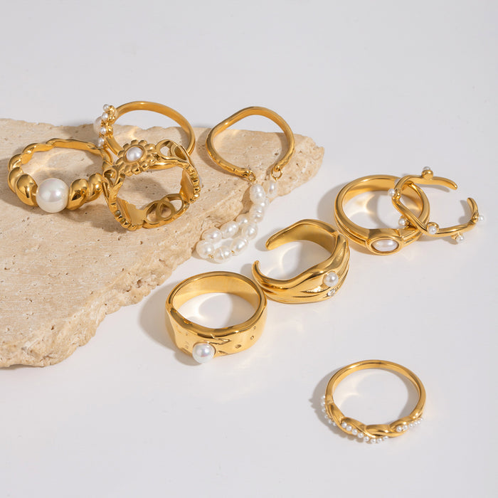 Stainless steel pearl ring