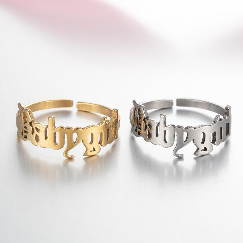 European and American retro stainless steel letter ring, Babygirl ring wholesale