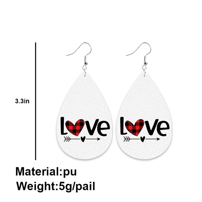 Valentine's Day Leather Earrings with Striped Heart, Car, and Love Design