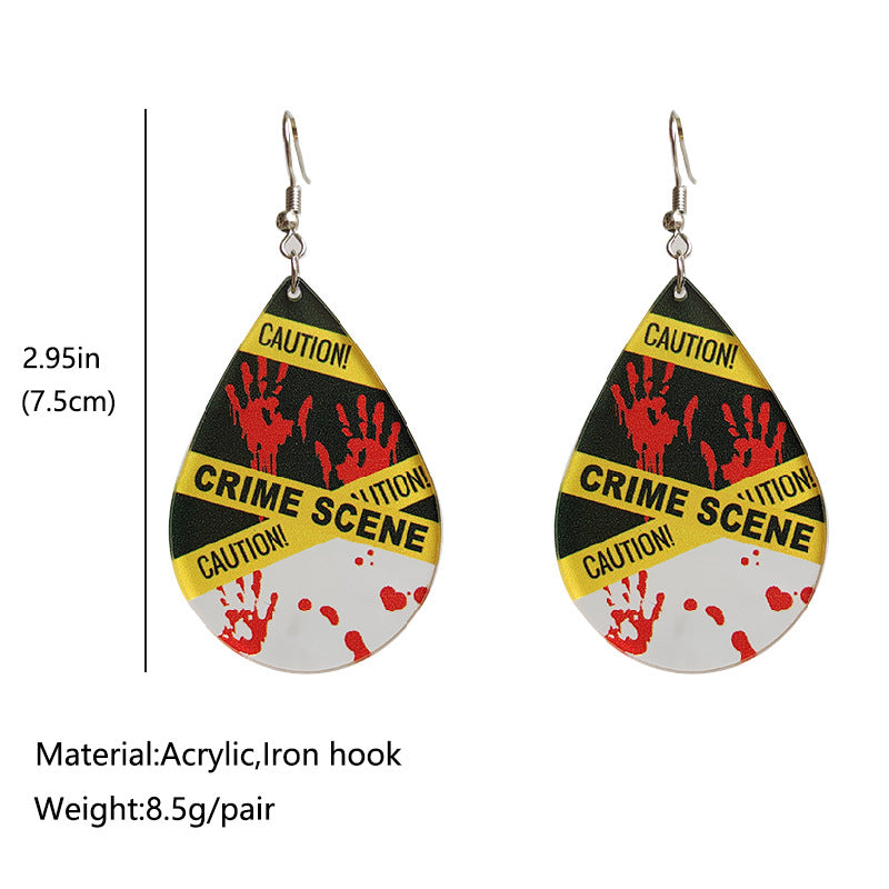 Halloween blood handprint acrylic earrings