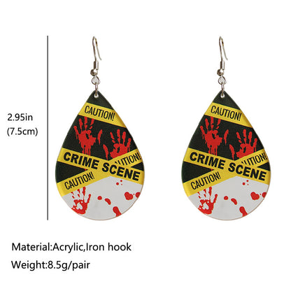 Halloween blood handprint acrylic earrings