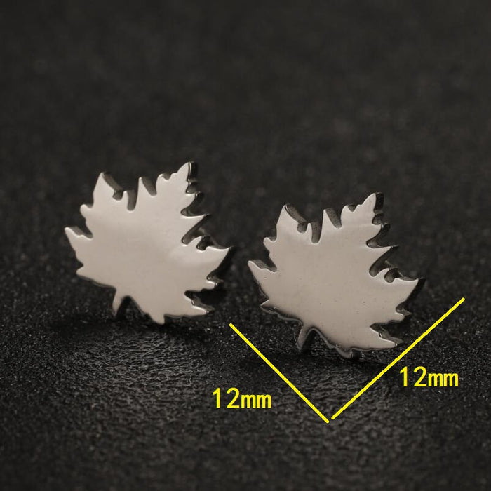 Maple Leaf Stainless Steel Stud Earrings - Simple and Elegant Vintage Jewelry