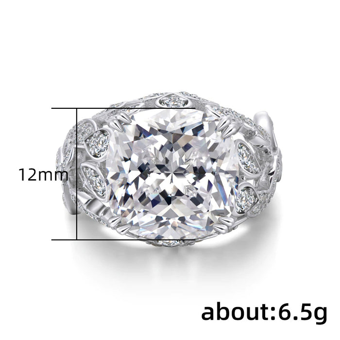 Hollow pattern zircon ring high-end retro luxury women's ring