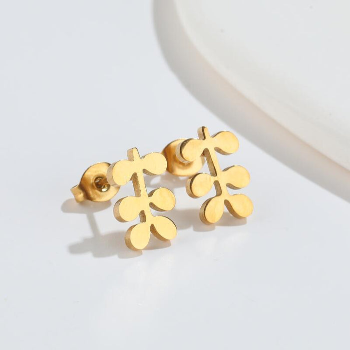 Leaf Stainless Steel Stud Earrings - Simple and Elegant Nature Jewelry