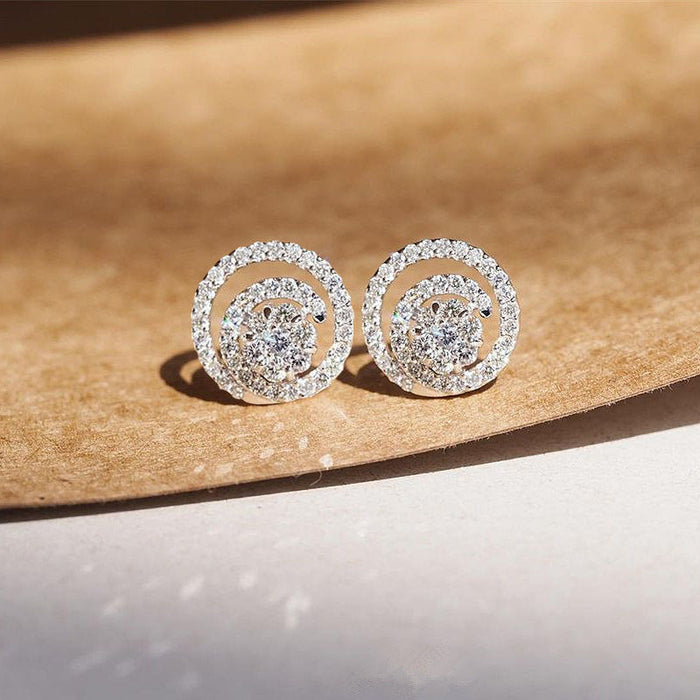 Hollow small disc zircon earrings personality earrings