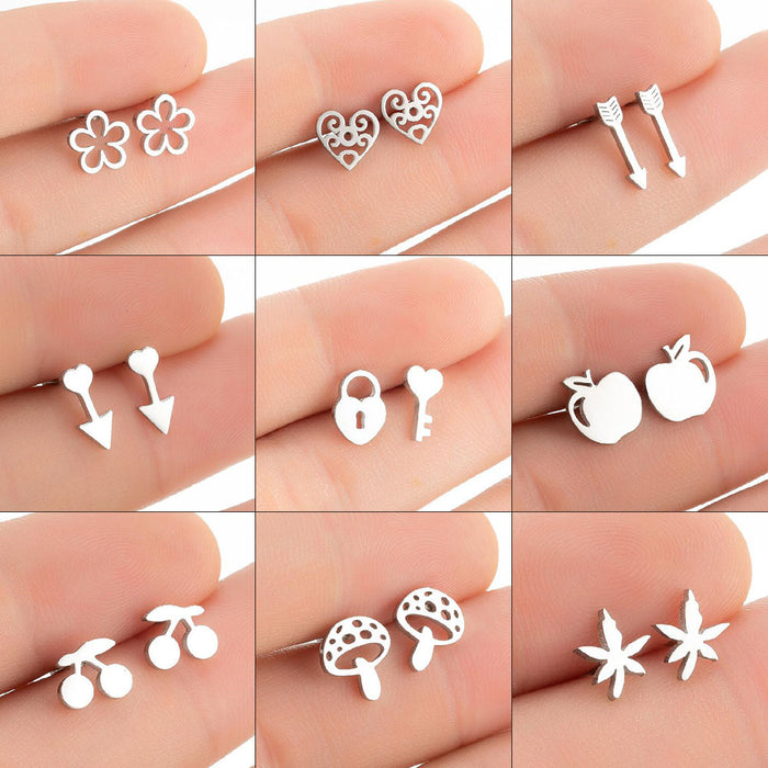 Pendientes geométricos con forma de estrella y hoja de arce: joyas versátiles con motivos florales y de estrellas