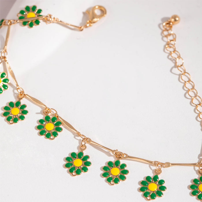 Bohemian Colorful Daisy Flower Beaded Bracelet Set - Creative Geometric Chain Jewelry