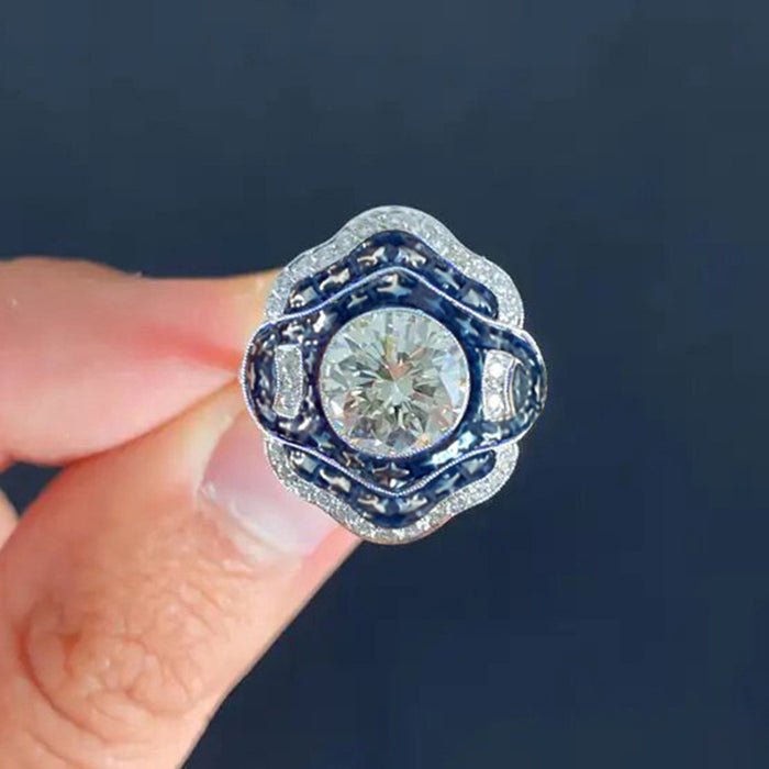 Camellia oil painting small fragrance style ring for women