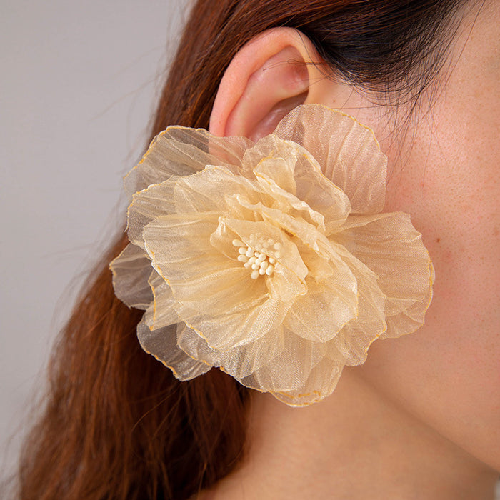 White Gardenia Flannel Earrings Flower Personalized Earrings