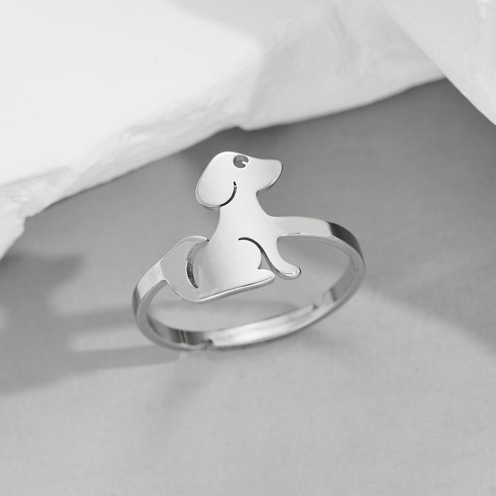 Pet puppy ring, stainless steel cartoon open animal ring wholesale