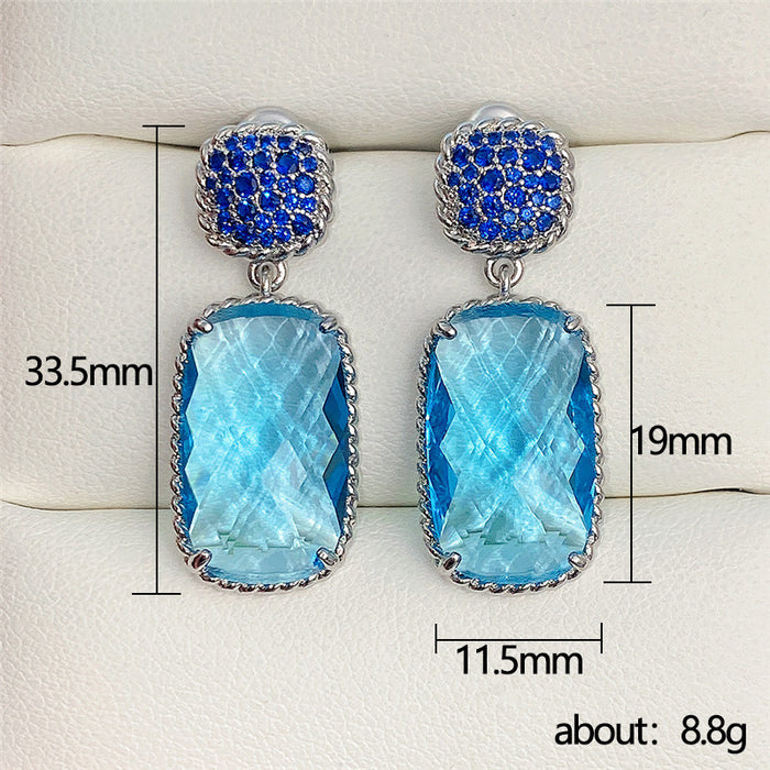 Aquamarine earrings luxury zircon earrings for women