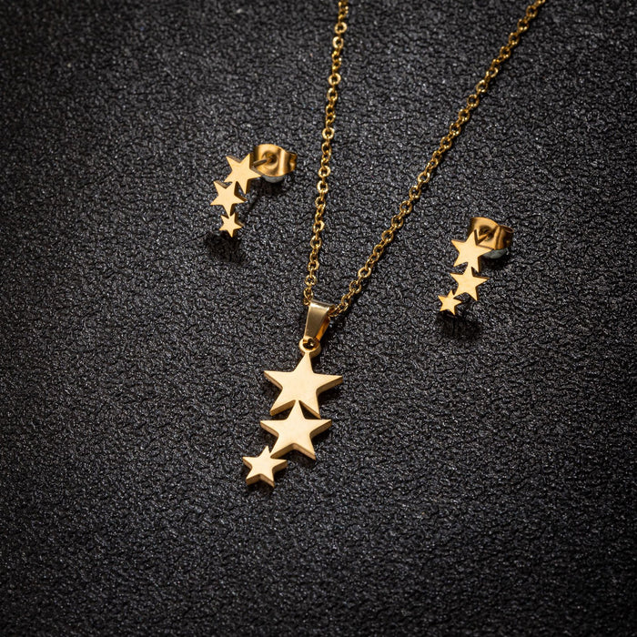 Conjunto de joyas con colgante de estrella: joyas de acero inoxidable sencillas y elegantes