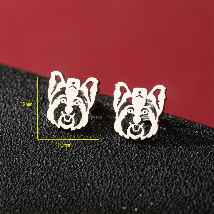 Dog and Cat Stainless Steel Stud Earrings - Cute and Playful Animal Jewelry