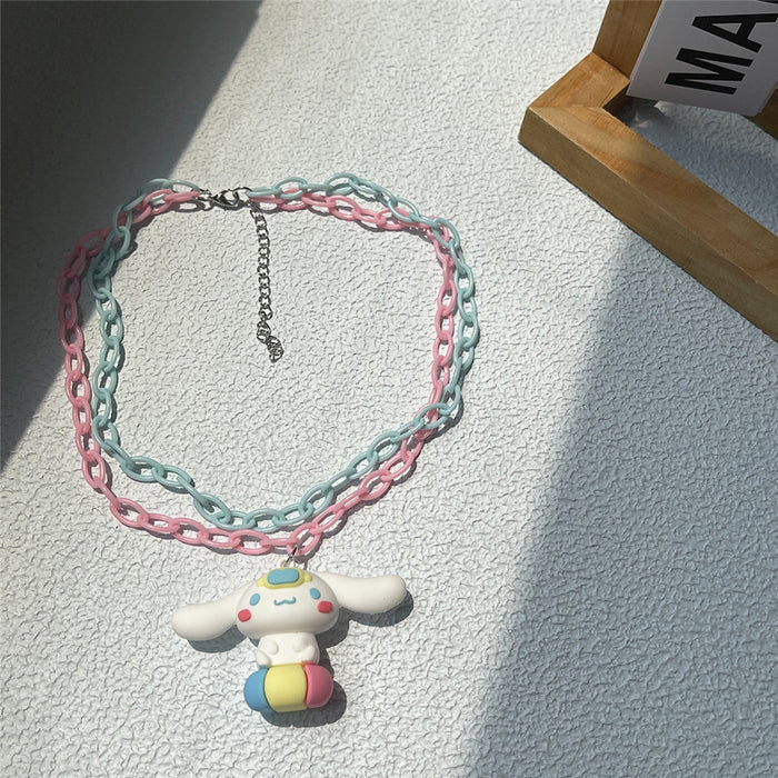 Puppy three-dimensional necklace soft girl style pendant earrings