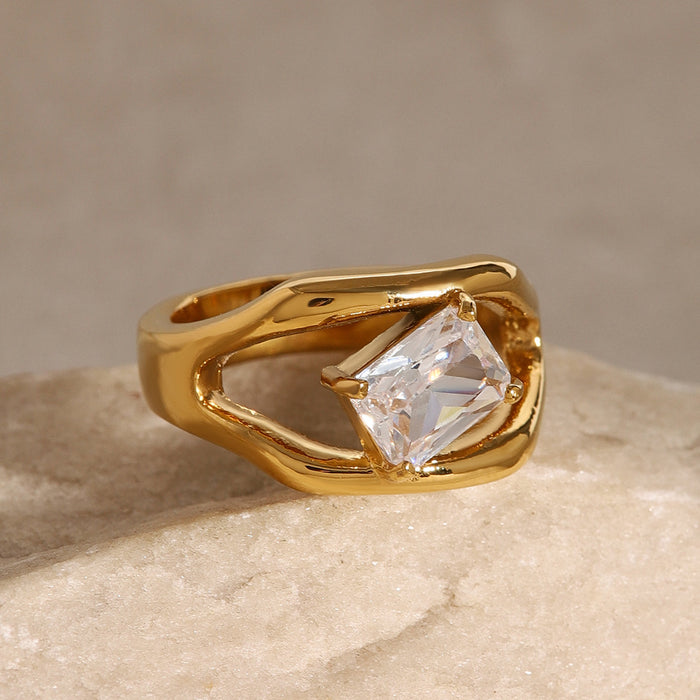 18k gold stainless steel zircon ring