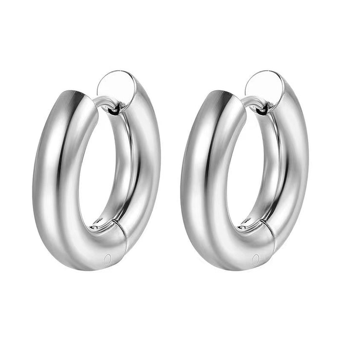 Thick stainless steel ear clips for men and women Quan Zhilong titanium steel earrings