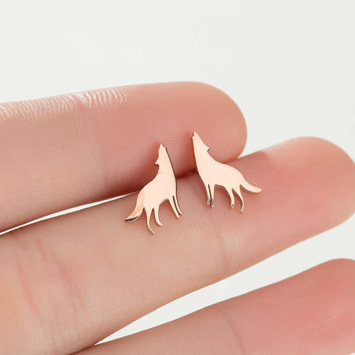 Pendientes de animales, moda coreana, acero inoxidable francés, nuevos pendientes de personalidad de lobo, pendientes de temperamento femenino, estilo ins