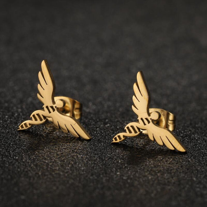 Angel Wing Stainless Steel Stud Earrings - Luxurious Goddess-Inspired Jewelry