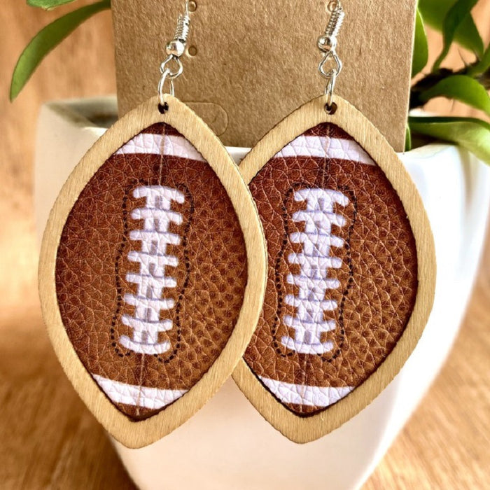 Wooden Rugby Earrings