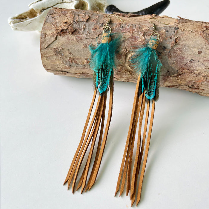 Exaggerated Long Tassel Bohemian Earrings with Western Vintage Style