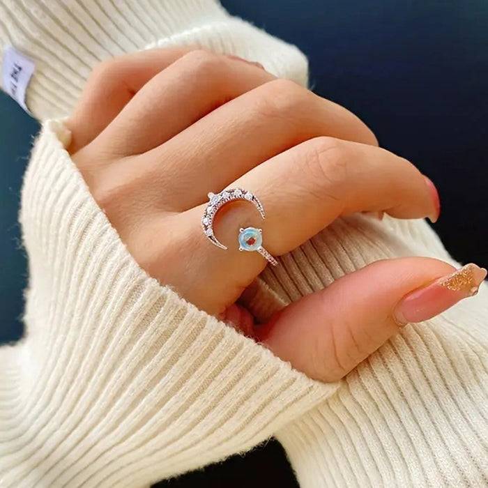 women's moon imitation moonstone ring