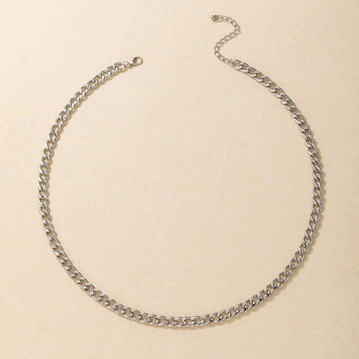 Collar de cadena geométrica de plata: joyería minimalista de moda para mujeres