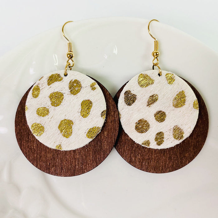 Wooden leopard print earrings