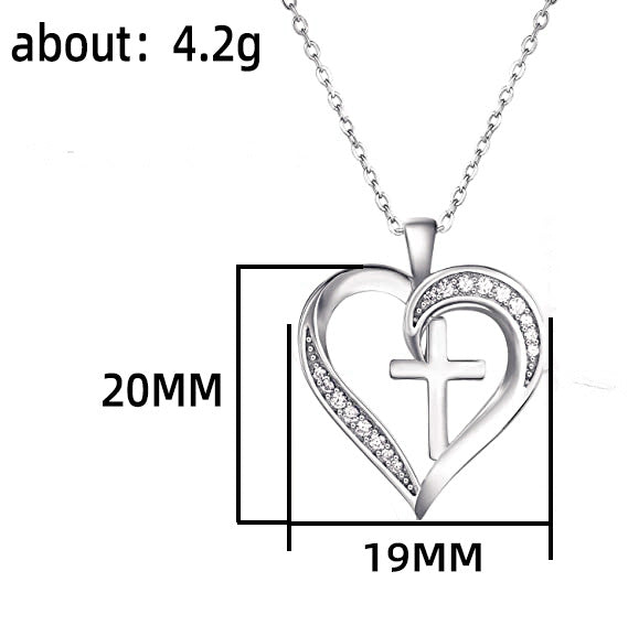 Cross necklace for women, love heart, luxury design, pendant necklace